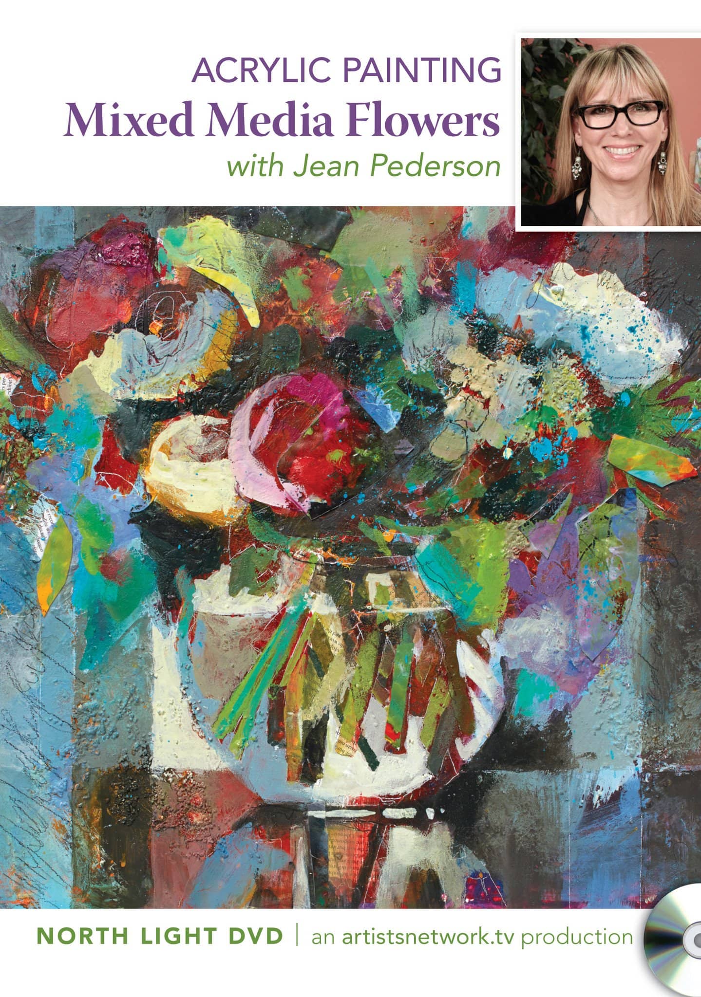Jean Pederson: Acrylic Painting - Mixed Media Flowers